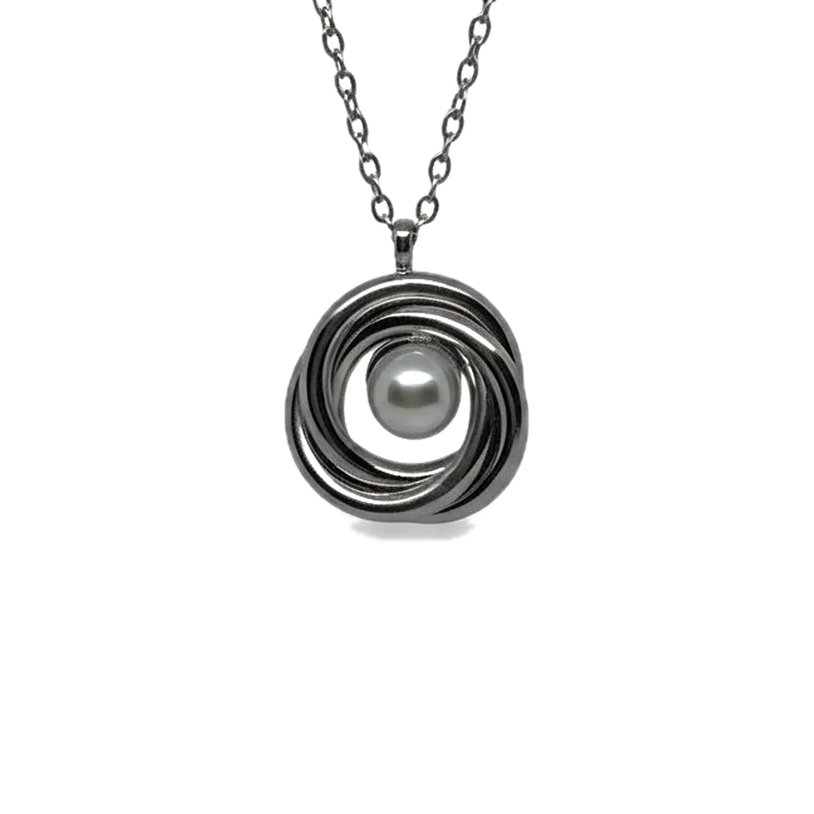 Collar Nudo Perlado Plateado