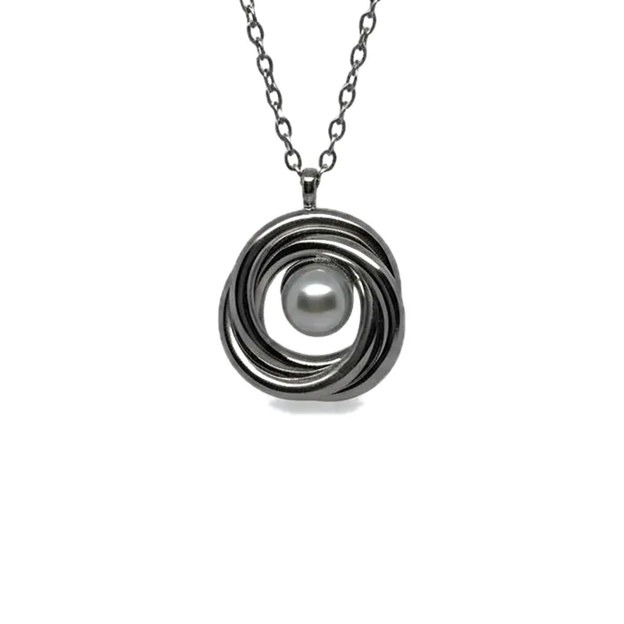 Collar Nudo Perlado Plateado