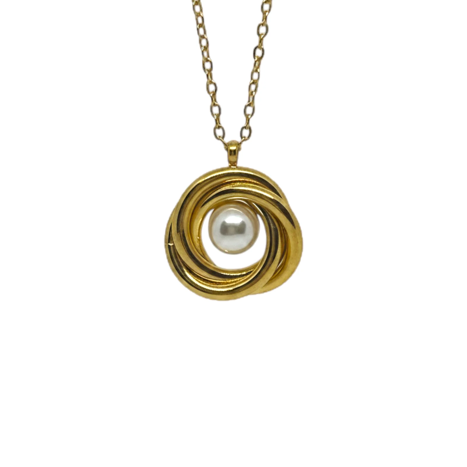 Collar Nudo Perlado Dorado