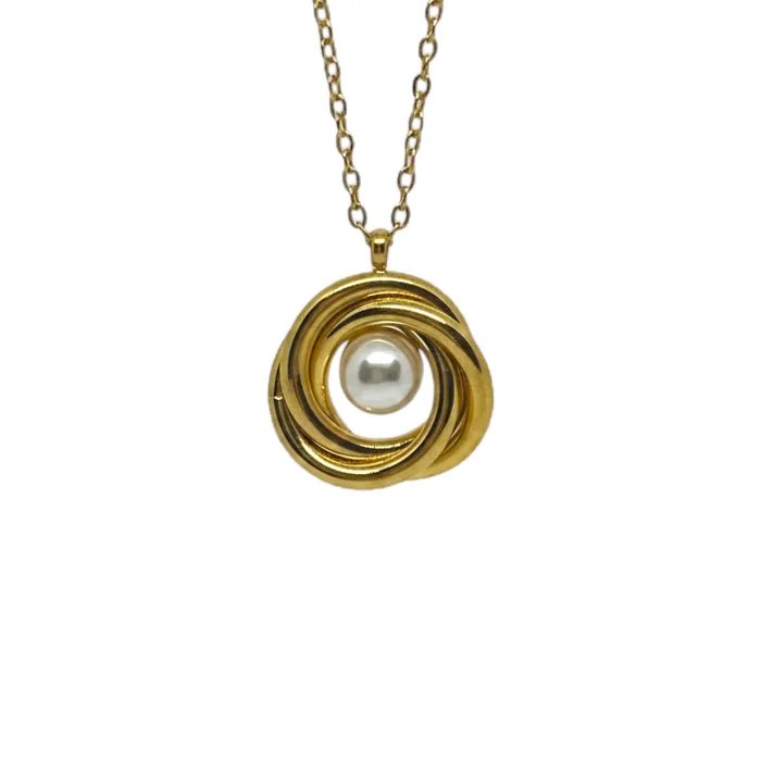 Collar Nudo Perlado Dorado